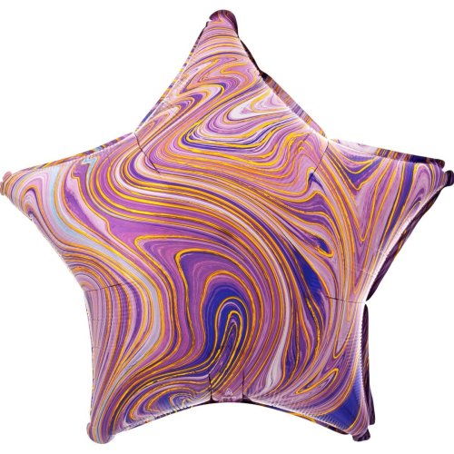 Фольгированные шары с рисунком 18" звезда агат фиолетовый purple marble