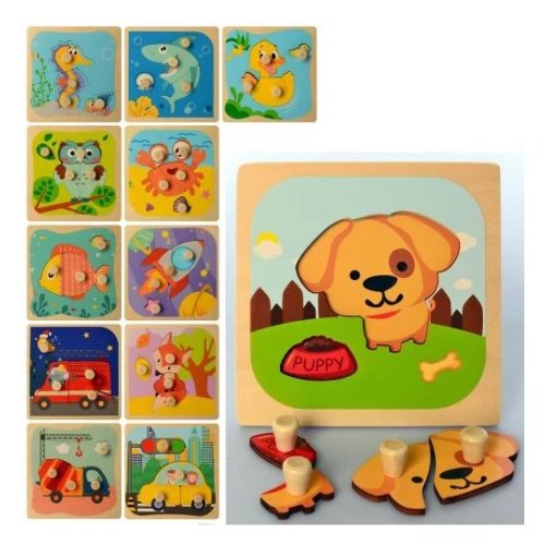 Деревянная игрушка Рамка-вкладыш с ручкой (MD2756)