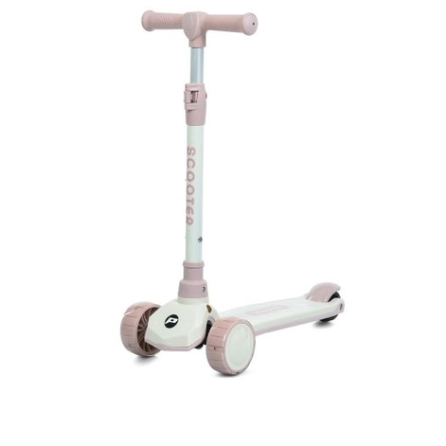 Детский трехколесный самокат Profi Maxi-big с подсветкой, бело-розовый JR3-124-P