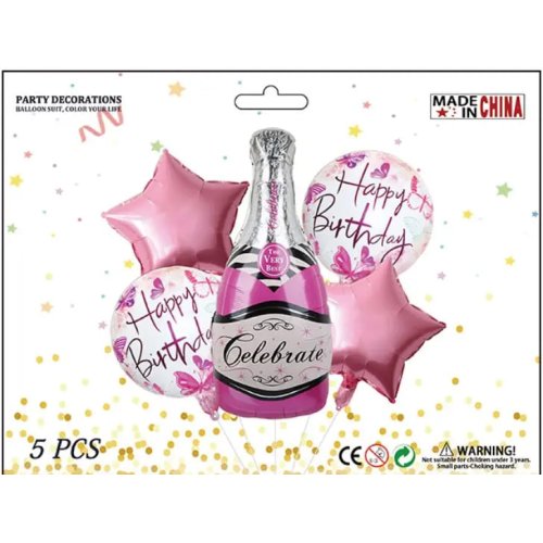 Набор фольгированных шариков Celebrate, розовые, 5 шт.