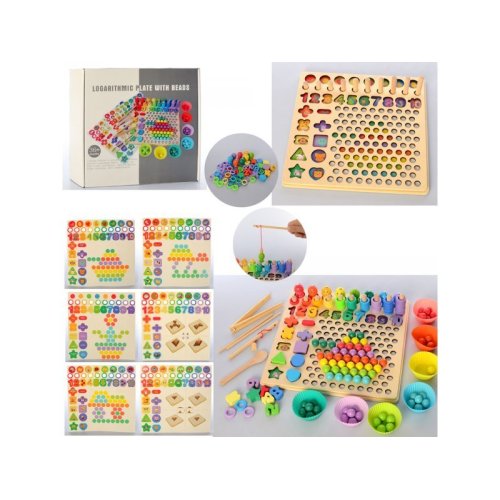 Деревянная игрушка Игра мозаика, цифры, фигурки (MD2514)