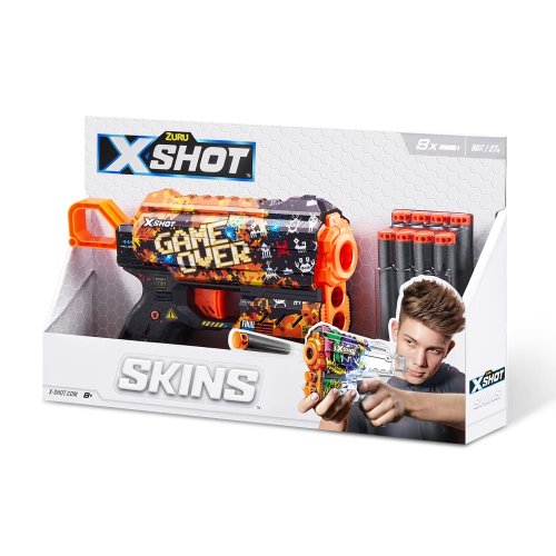 Бластер Zuru X-Shot Skins Flux Game Over, 8 патронов 36516E