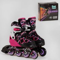 Ролики 3654-М Best Roller /размер 35-38/ РОЗОВЫЙ, колёса PU, Передн.колесо свет, d колес – 6.