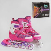 Ролики 65018-S Best Roller /размер 30-33/ РОЗОВЫЙ, колёса PU,Передн.колесо свет,d колес – 6