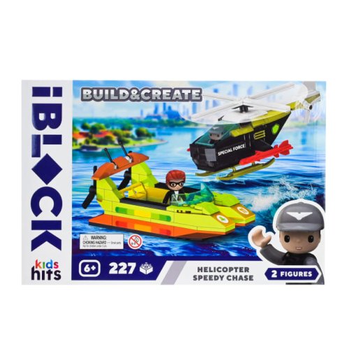 Конструктор IBlock Junior Kids Hits Погоня за вертолетом, 227 деталей KH42/004/1