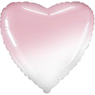 Фольгированные шары без рисунка 18" сердце омбре бело-розовый baby pink