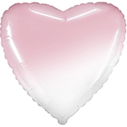 Фольгированные шары без рисунка 18" сердце омбре бело-розовый baby pink