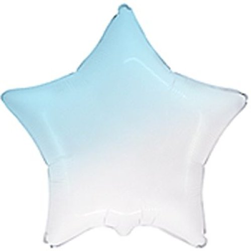 Фольгированные шары без рисунка 32" звезда омбре бело-голубой baby blue