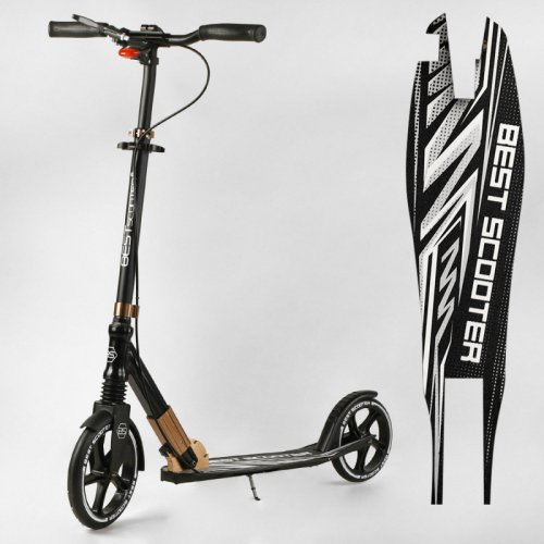 Самокат алюминиевый "Best Scooter"  колеса PU, ФАРА, зажим руля, d переднего колеса 230мм 14268
