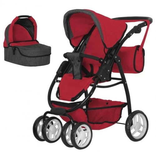 Коляска для куклы 2в1 Carrello Avanti с сумкой 9662 Bag Red