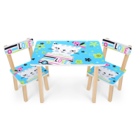 Детский столик Bambi Cat Кошка, с двумя стульями, голубой 501-58-2