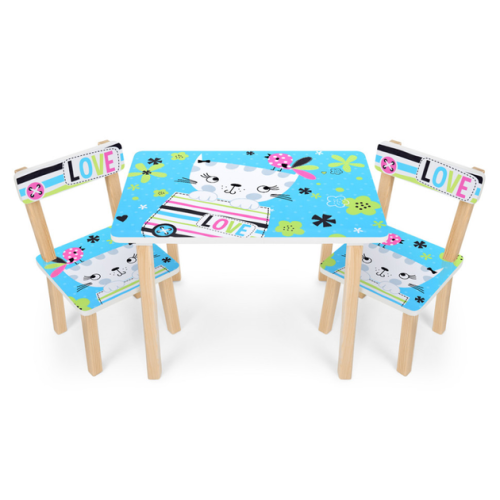 Детский столик Bambi Cat Кошка, с двумя стульями, голубой 501-58-2