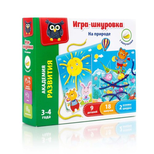 Игра-шнуровка с липучками «На природе» (рос)