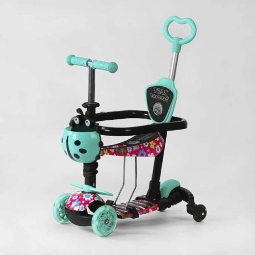 Детский самокат Best Scooter 5в1 PU колеса со светом, бирюзовый LS-78415