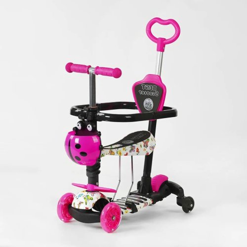 Детский самокат Best Scooter 5в1 PU колеса со светом, малиновый LS-50488