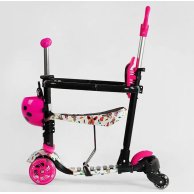 Детский самокат Best Scooter 5в1 PU колеса со светом, малиновый LS-50488