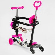 Детский самокат Best Scooter 5в1 PU колеса со светом, малиновый LS-50488