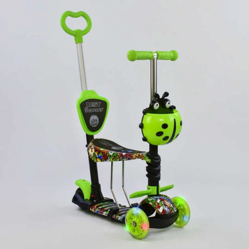 Детский самокат Best Scooter 5в1 PU колеса со светом, салатовый 97630