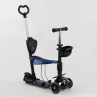 Детский самокат Best Scooter 5в1 PU колеса со светом, черный с синим 18496