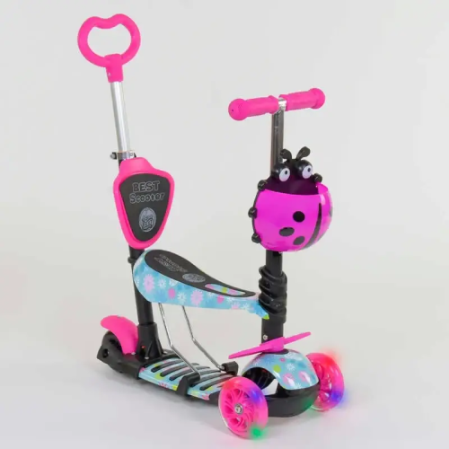 Детский самокат Best Scooter 5в1 PU колеса со светом, розовый 11210