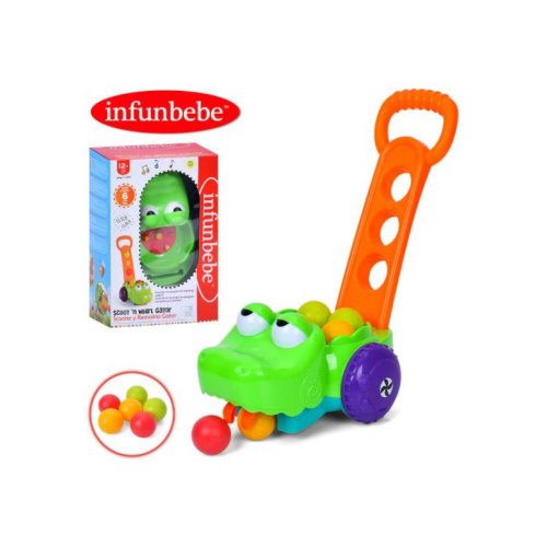 Каталка Infunbebe Крокодил на палке 45 см, с шариками 6 шт и музыкой LSB687