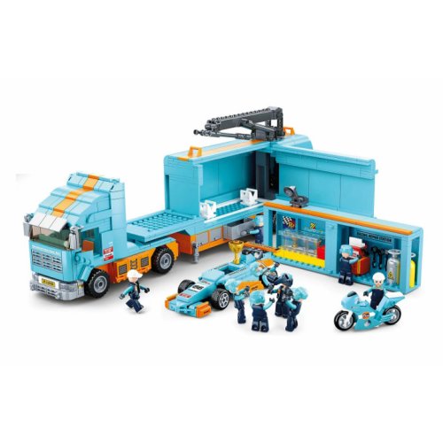 Конструктор Sluban Трейлер гоночной команды, 9 фигурок, 1044 деталей M38-B0766