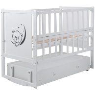 Кровать Babyroom Тедди ТР-03 ровное быльце, маятник, ящик, откидной бок белый