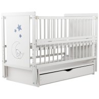 Кровать Babyroom Медвежонок M-03 маятник, ящик, откидной бок бук белый (624464)