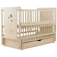Кроватка Babyroom Мишка M-03 маятник, ящик, откидная сторона, бук слоновая кость 624465