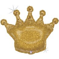 Фольгированные шары большие корона золотая голография