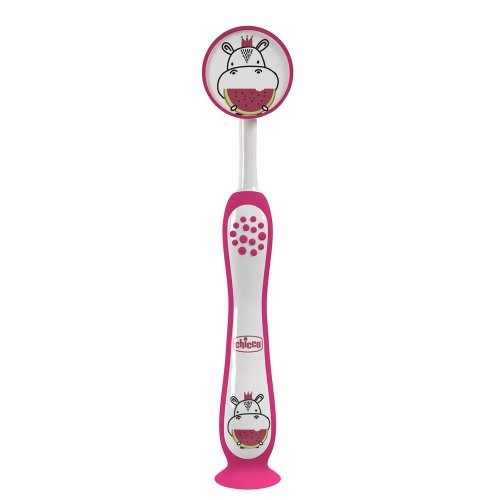 Зубная щетка Chicco для детей 3-6 лет, на присоске, розовая 12083.00