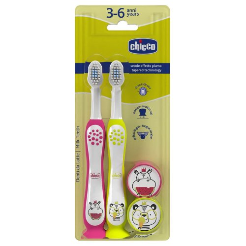 Зубная щетка Chicco для детей 3-6 лет, на присоске, 2 шт. 12084.00
