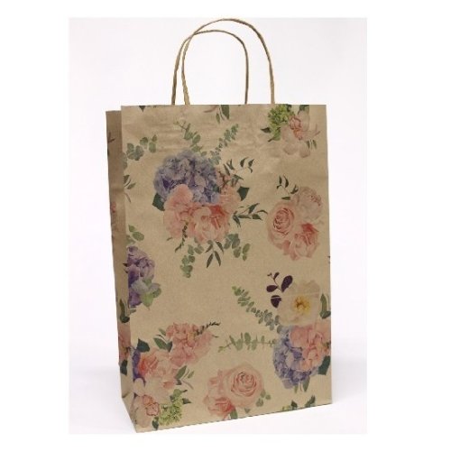 Пакет подарочный крафт "Flowers на буром" (1039K)
