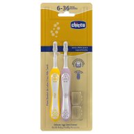 Набор зубных щеток Chicco 6-36 мес., розовая и желтая 12082.00