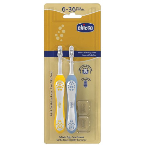 Набор зубных щеток Chicco 6-36 мес., голубая и желтая 12082.11