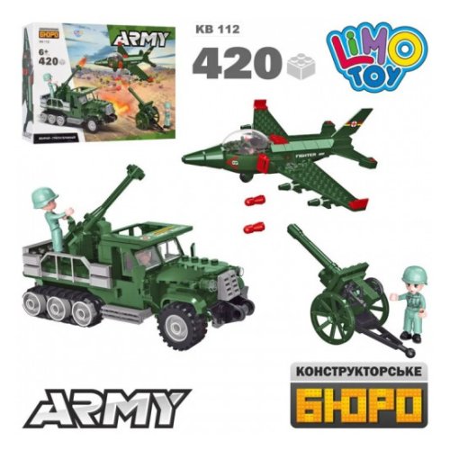Конструктор военный, (машина, самолет, пушка, фигурка, 420дет) ( KB 112)
