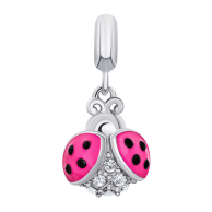Серебряный кулон UmaUmi Блестящая божья коровка с фианитами, серебро 925 319583500611