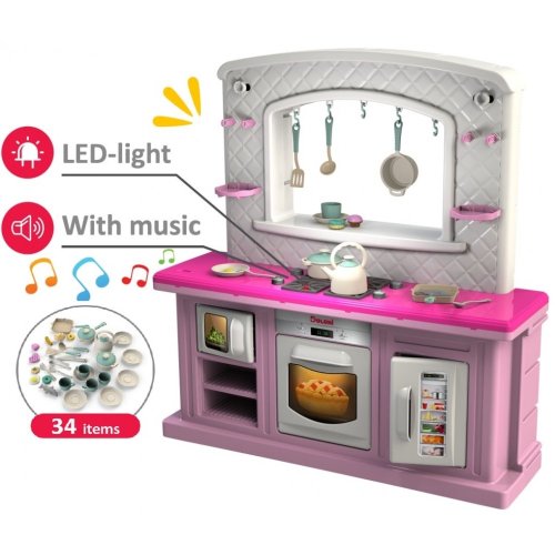 Детская кухня Doloni Toys 34 предмета, розовая 01480/10