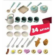 Детская кухня Doloni Toys 34 предмета, розовая 01480/10