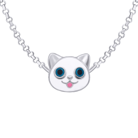 Серебряное колье UmaUmi Котик с рыбкой, серебро 925 719570900624