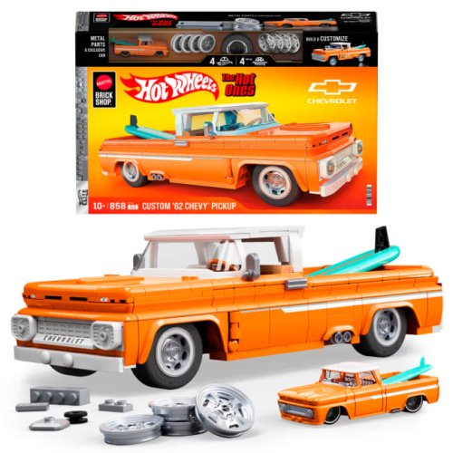 Конструктор Hot Wheels Mattel Brick Shop Elite Машина Custom ’62 Chevy Pickup 858 деталей JFT20