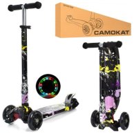 Самокат JR 3-055-3-WP11 MAXI,сталь-пласт,3колПУ-св,2пер120мм,задн70мм,руль78-87см, подн32-13с