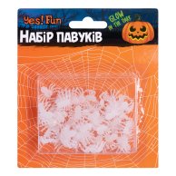 Набор пластиковых пауков Yes! Fun Хэллоуин 2,5см, 50 шт, белые, светящиеся в темноте 973649