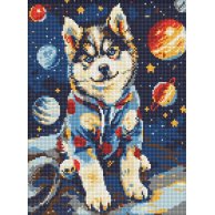 Алмазная мозаика Ідейка Космический хаски, 30x40 см AMO8075