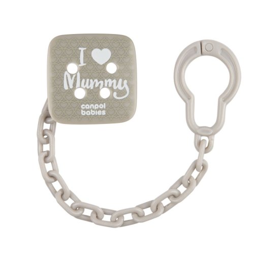 Цепочка к пустышке Canpol babies I Love Mummy серый 2/434_grey