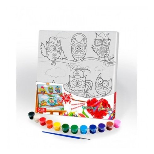Креативное творчество Danko Toys "Роспись на полотне" Canvas Painting "совы на ветке (PX-07-05)