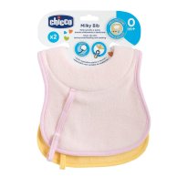 Слюнявчик Chicco Milky, 0 м+, 2 шт., розовый 16300.10