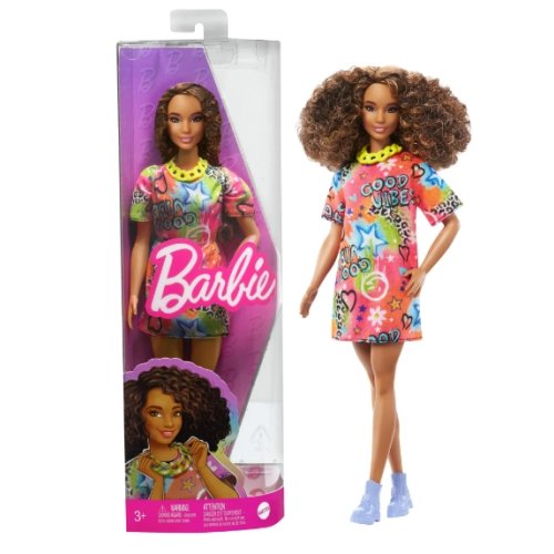 Кукла Barbie Модница в ярком платье-футболке, 28 см HPF77