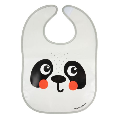 Слюнявчик пластмассовый Canpol babies с карманом Hello Little панда 9/232_whi