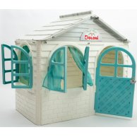 Игровой домик Doloni Toys со шторками, бело-бирюзовый 02550/15